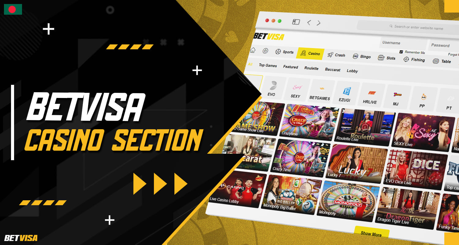 Online casino games section on Betvisa 2024 website